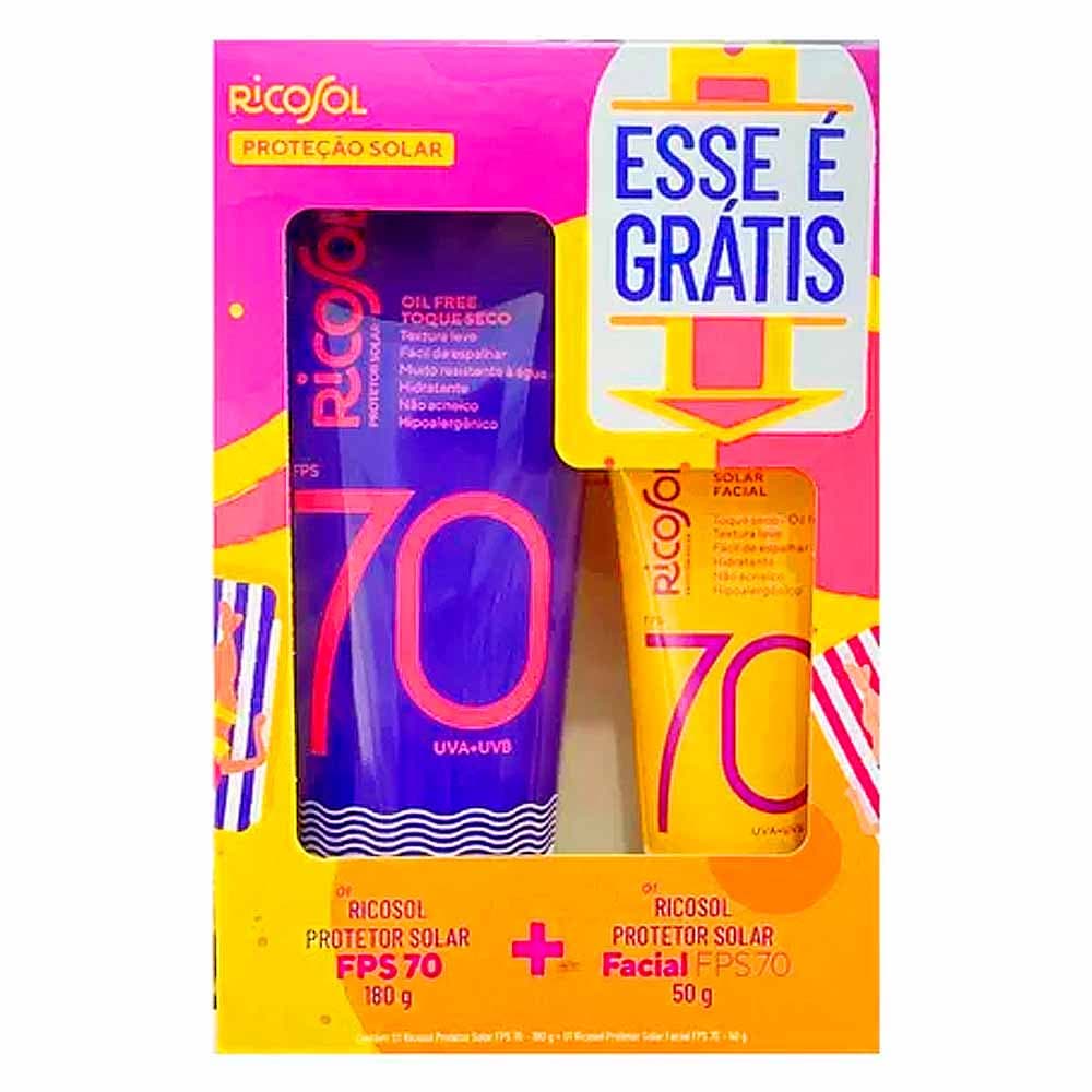 Kit Protetor Solar 180g + Facial 50g de 70 Fps - Ricosol