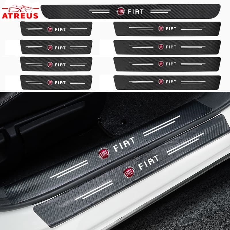 Para Fiat Adesivo Soleira De Porta De Carro De Fibra De Carbono Soleira De Porta Anti-risco Protetor De Porta-Malas Para Fiat Uno Toro 500 Bravo Punto Palio Argo Stilo Strada Mobi