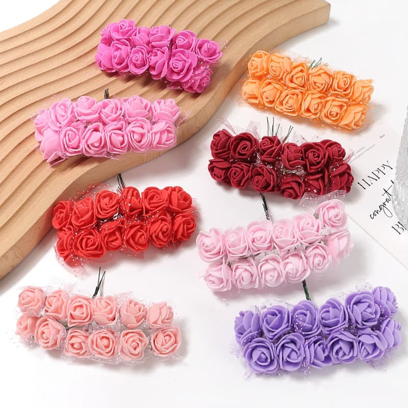 Minin Rose Bouquet Espuma De Flor Artificial Para Bolo De Noiva Decoração De Jardim Acessórios Artesanato De Presente