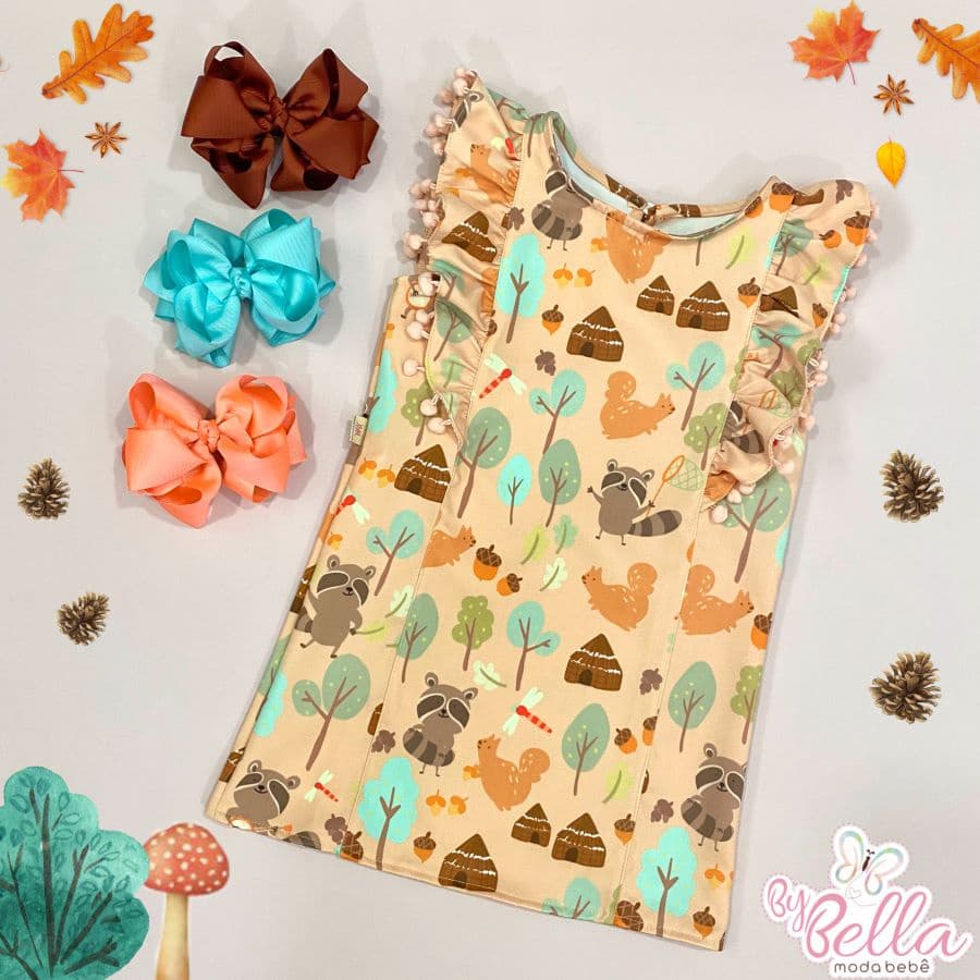 VESTIDO (02 anos) BOSQUE INFANTIL MENINA BEBÊ