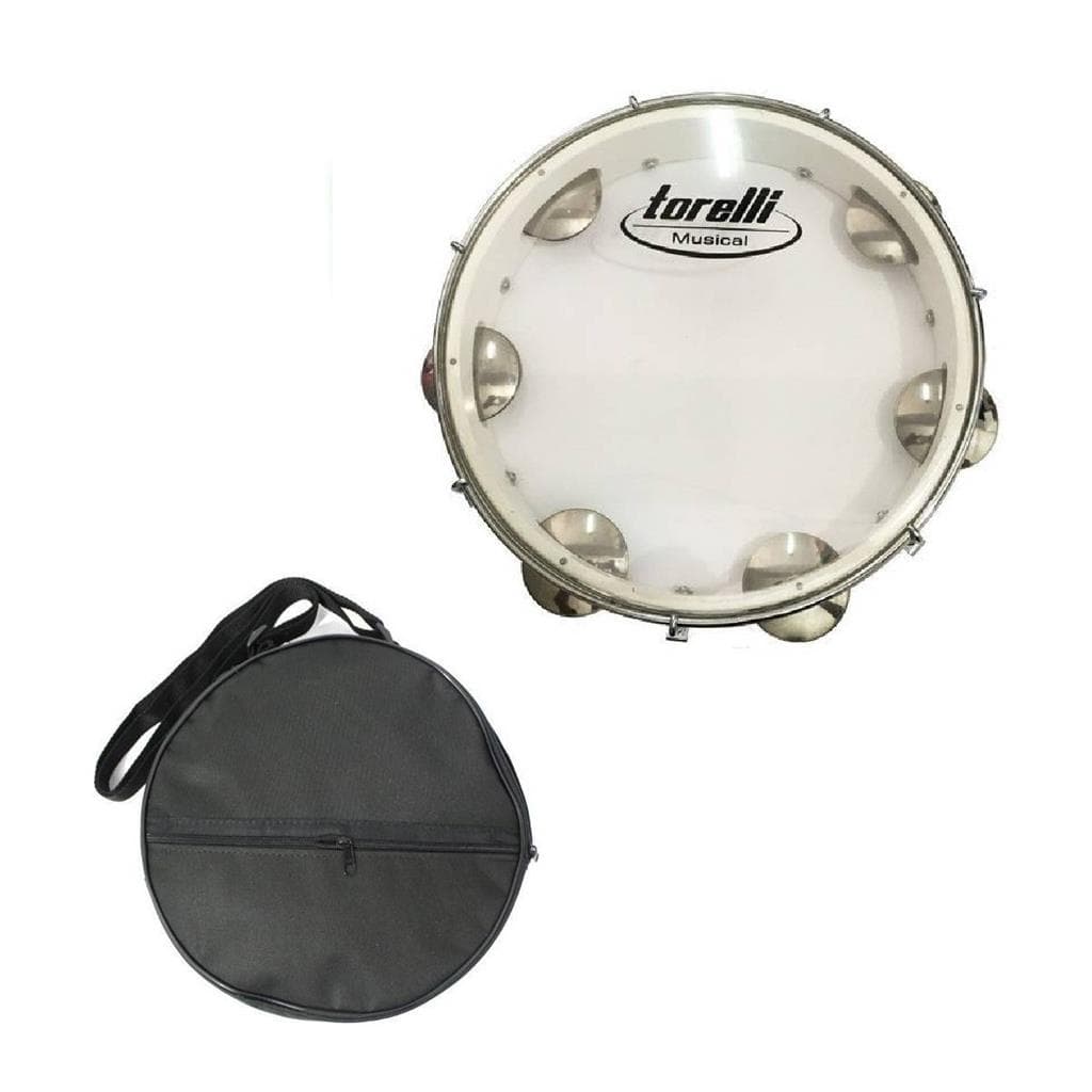 Pandeiro com Capa Torelli Branco com Pele Transparente Cristal (Tp348)