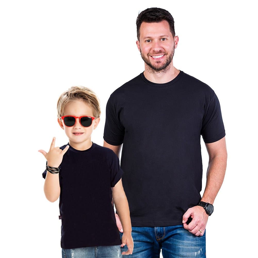 Kit Tal Pai Tal Filho Camisetas Lisa Preto Básica 100% Algodão
