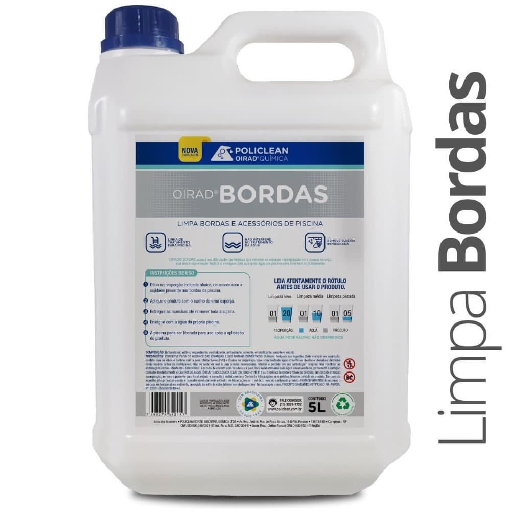 Limpa Bordas Desengordurante Piscina E Acessórios Plásticos 05 Litros Oirad