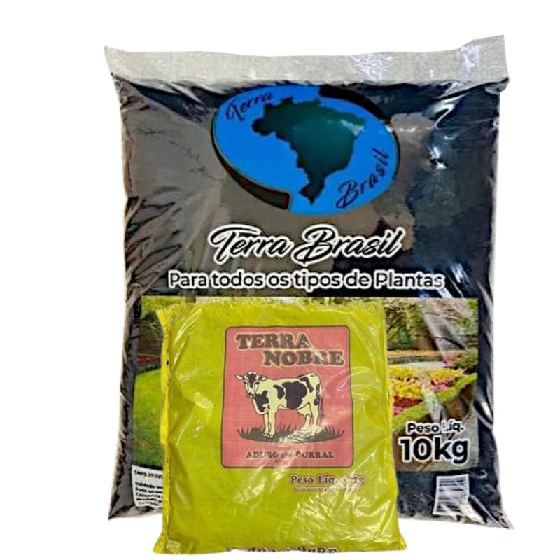 Kit Terra Brasil Adubada 10Kg + Esterco de Curral 1kg