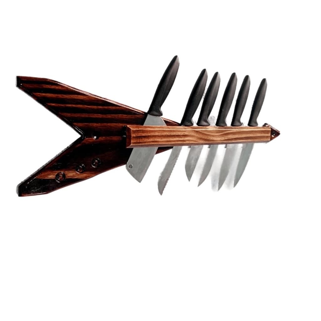 Porta Facas Em Madeira Guitarra Flying V