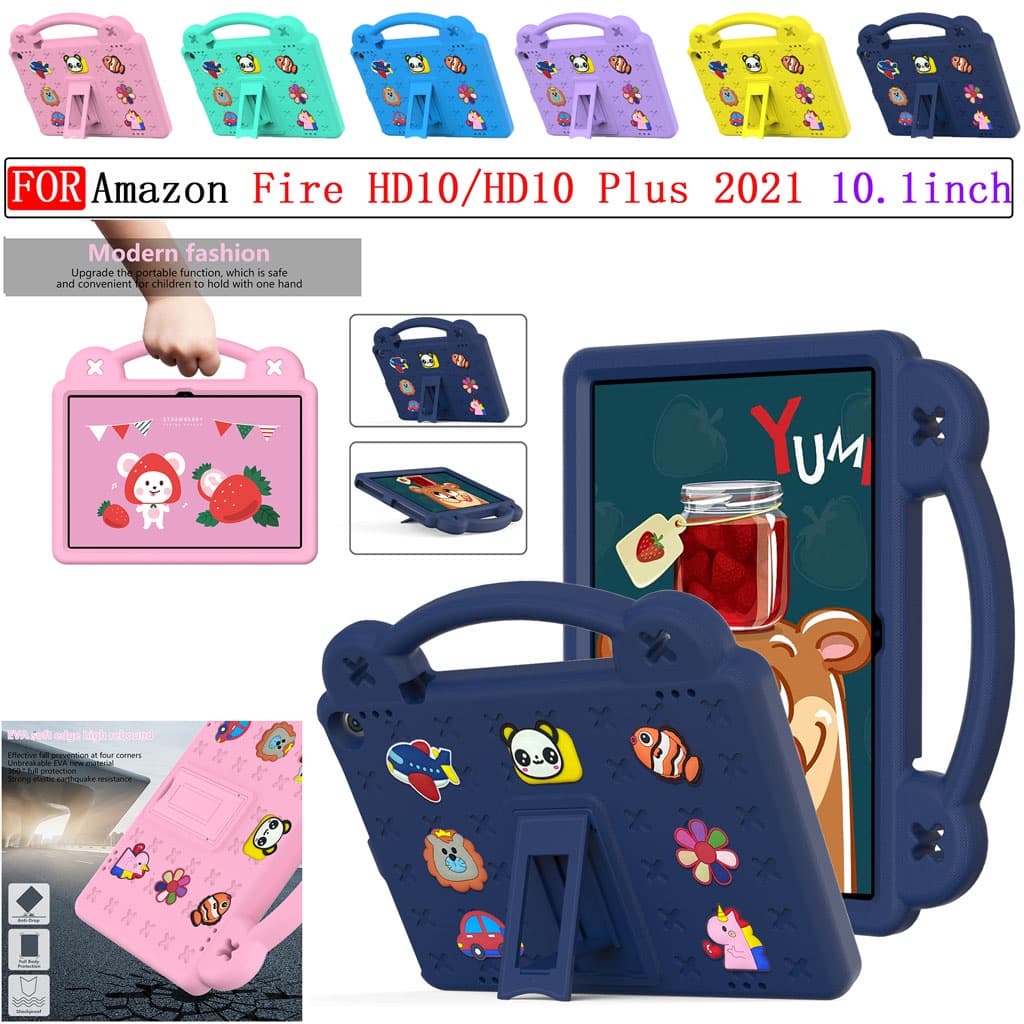 Para Amazon Fire HD10 2021/HD 10 Plus 2021 11a Capa De 10,1 Polegadas Porta-cartoon Eva Handle Cover Com Suporte PC