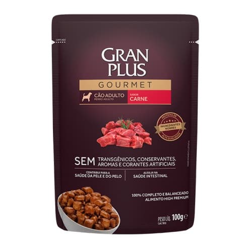 GRAN PLUS GOURMET SACHÊ CÃO ADULTO CARNE 100G