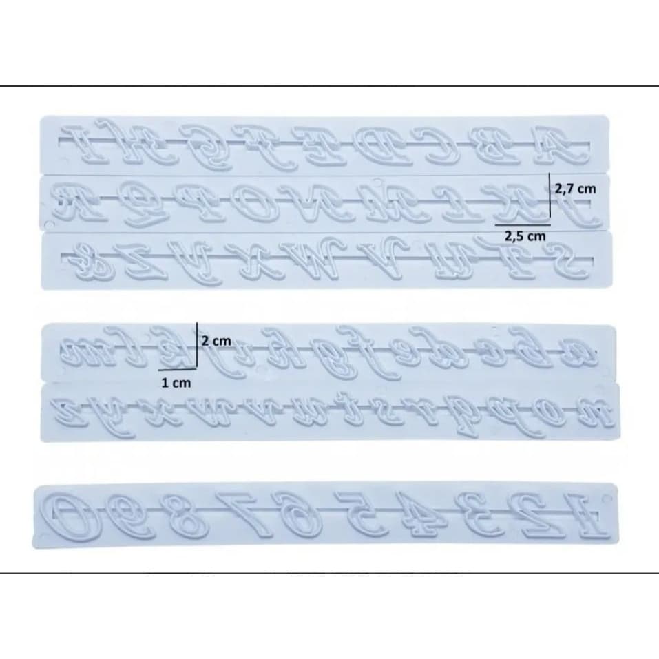 Kit Cortador Marcador Régua Alfabeto e Números ( 2,7 x 2,5 ) Cursivas