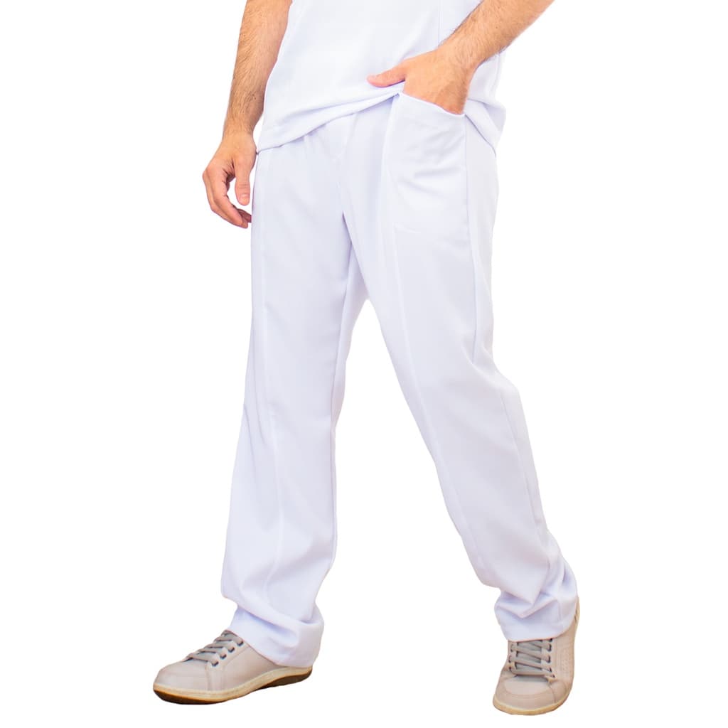 Calça Masculina Scrub Pijama Cirúrgico Roupa Privativa Médico Dentista Veterinário Branco Estudante