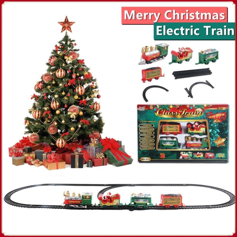 Trem Elétrico De Natal Carros De Corrida De Brinquedos Com Música Papai Noel Decoração De Árvore Modelo Natal Gift