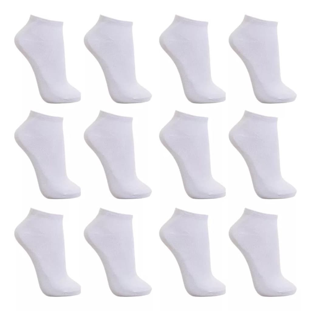 Kit Com 12 Pares De Meias Cano Baixo Branca Masculina