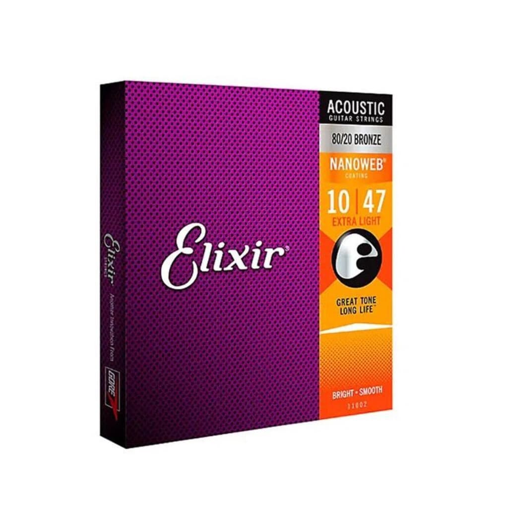 Encordoamento Violão Aço 010 Elixir Extra Light Nanoweb 11002 Made in USA