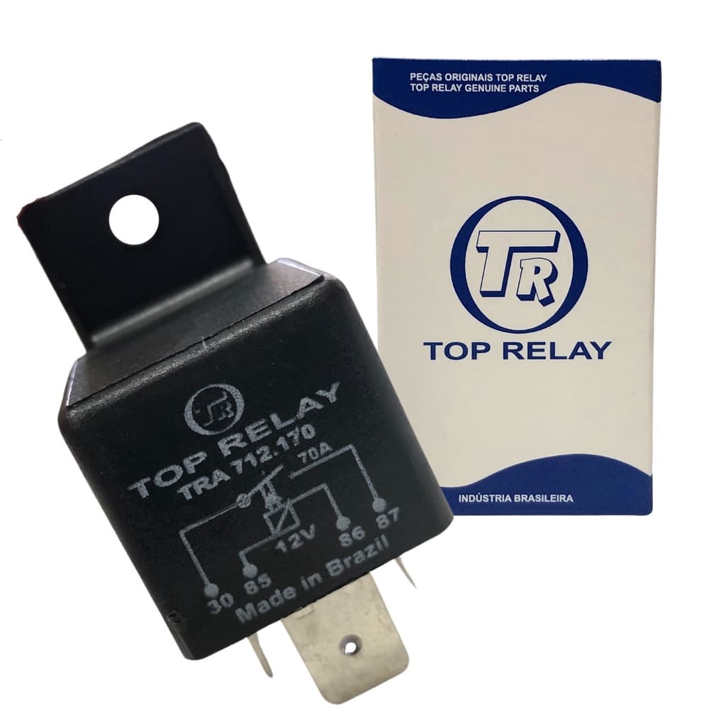 Rele Auxiliar 4 Pinos 12 Volts 70 Amperes Com Suporte Universal Elétrica Automotiva Rele TRA712170