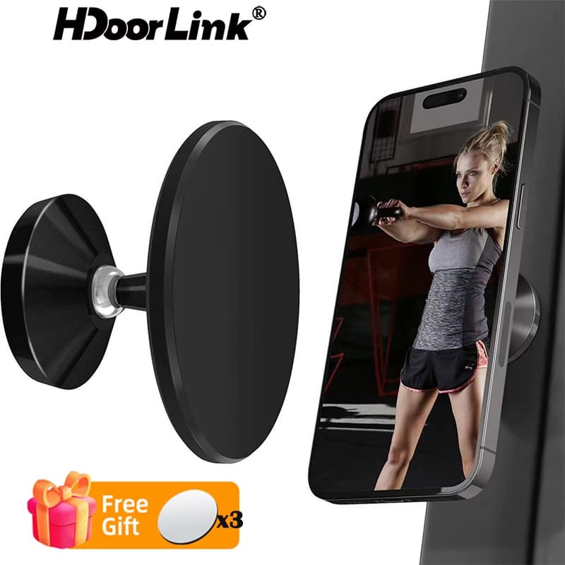 Suporte Telefônico HdoorLink Dual Magnetic Gym 360 Graus De Rotação Universal De Dupla Face Com Imã Forte Para Vídeos De Trabalho