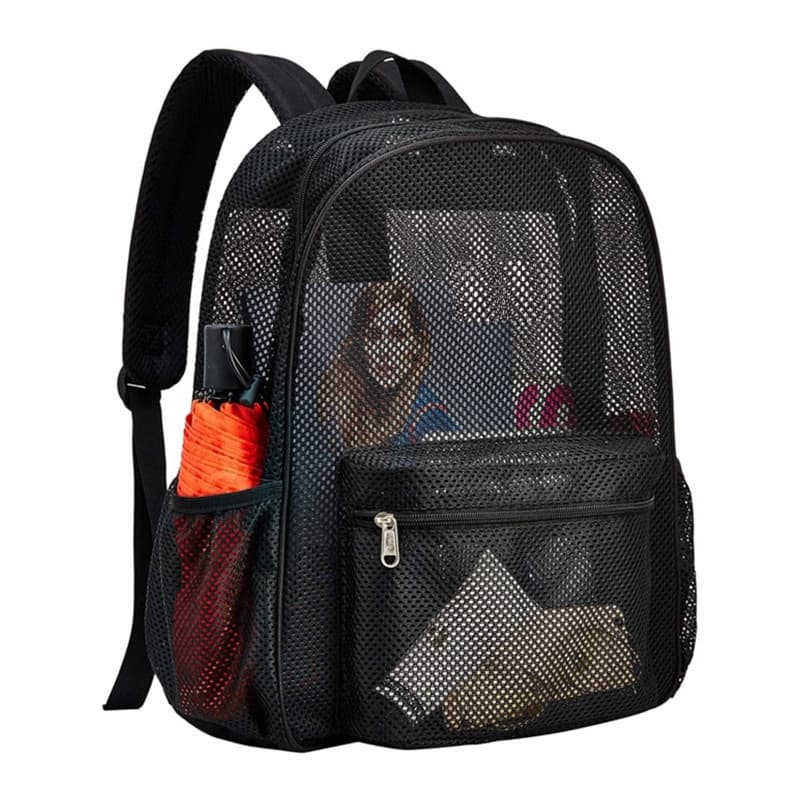 Mochila De Malha Resistente Para Adultos , Escola , Bolsa Transparente Preta Meninos E Meninas Com Alças Acolchoadas Con