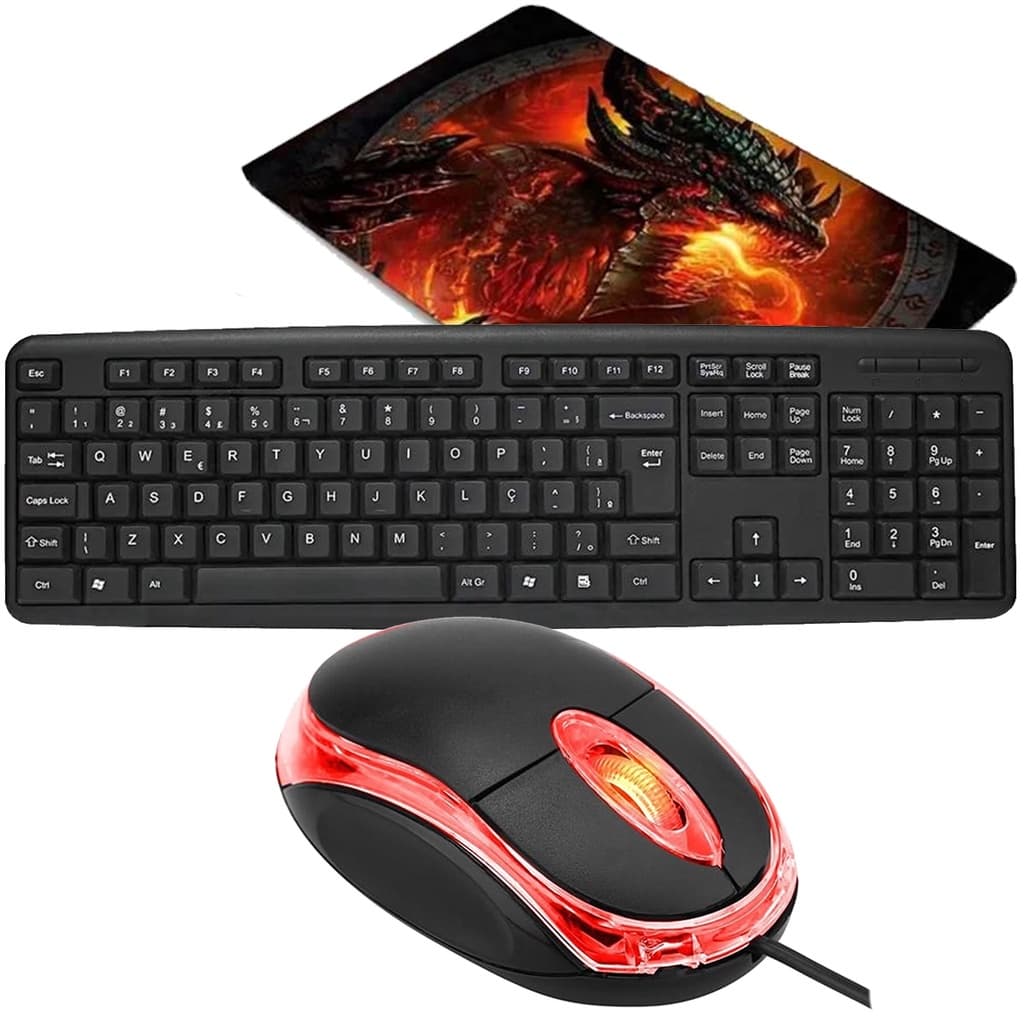 Kit Teclado E Mouse Basico Com Fio Usb Qualidade Home Office