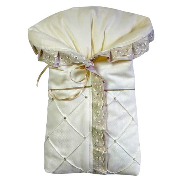Saco Carregar Bebê 100% Algodão Porta Bebê Dormir Bordado Marfim 100% Algodão