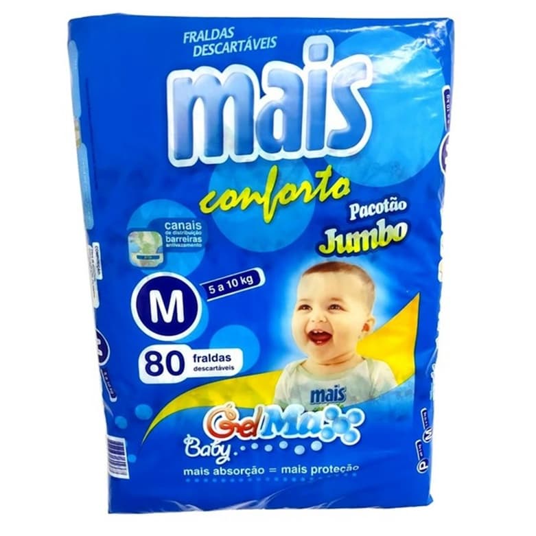 Fralda Infantil Mais Conforto Jumbo M Com 80 Unidades