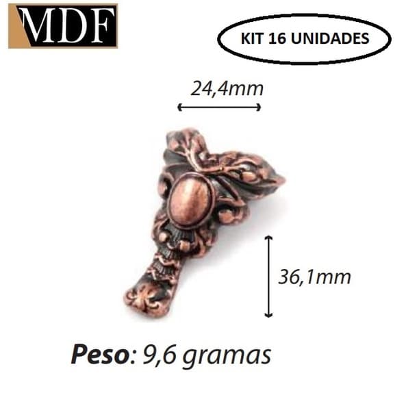 Kit 16 Pezinho Todo Trabalhado 2,44x3,61cm Caixa e Bandeja Artesanato