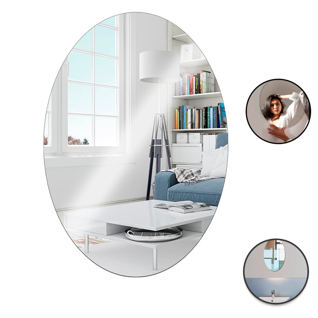 Espelho Adesivo Decorativo Oval 30x20cm Acrilico Sala Banheiro Promoção