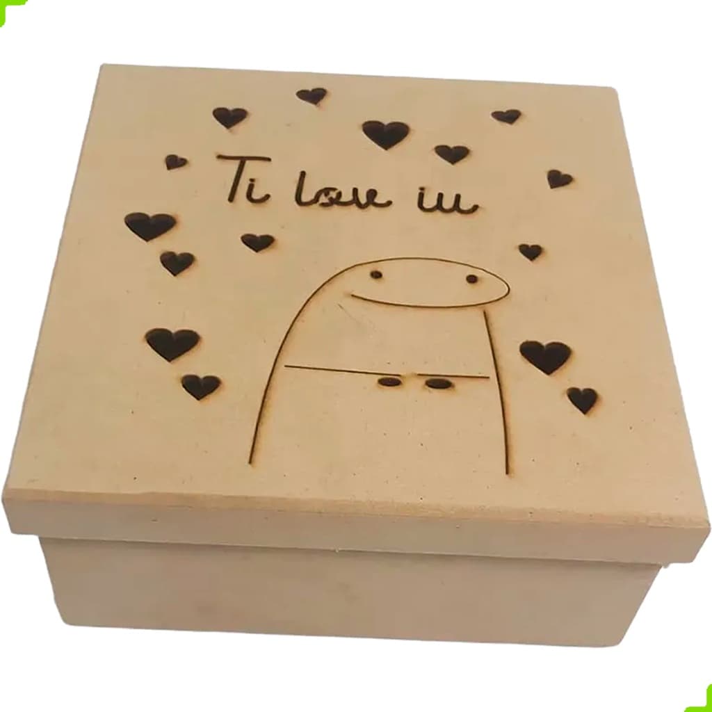 Caixa de presente Bento Meme Frases Fofas Mdf Cru de presente páscoa dia das namorados mãe 18x18x8