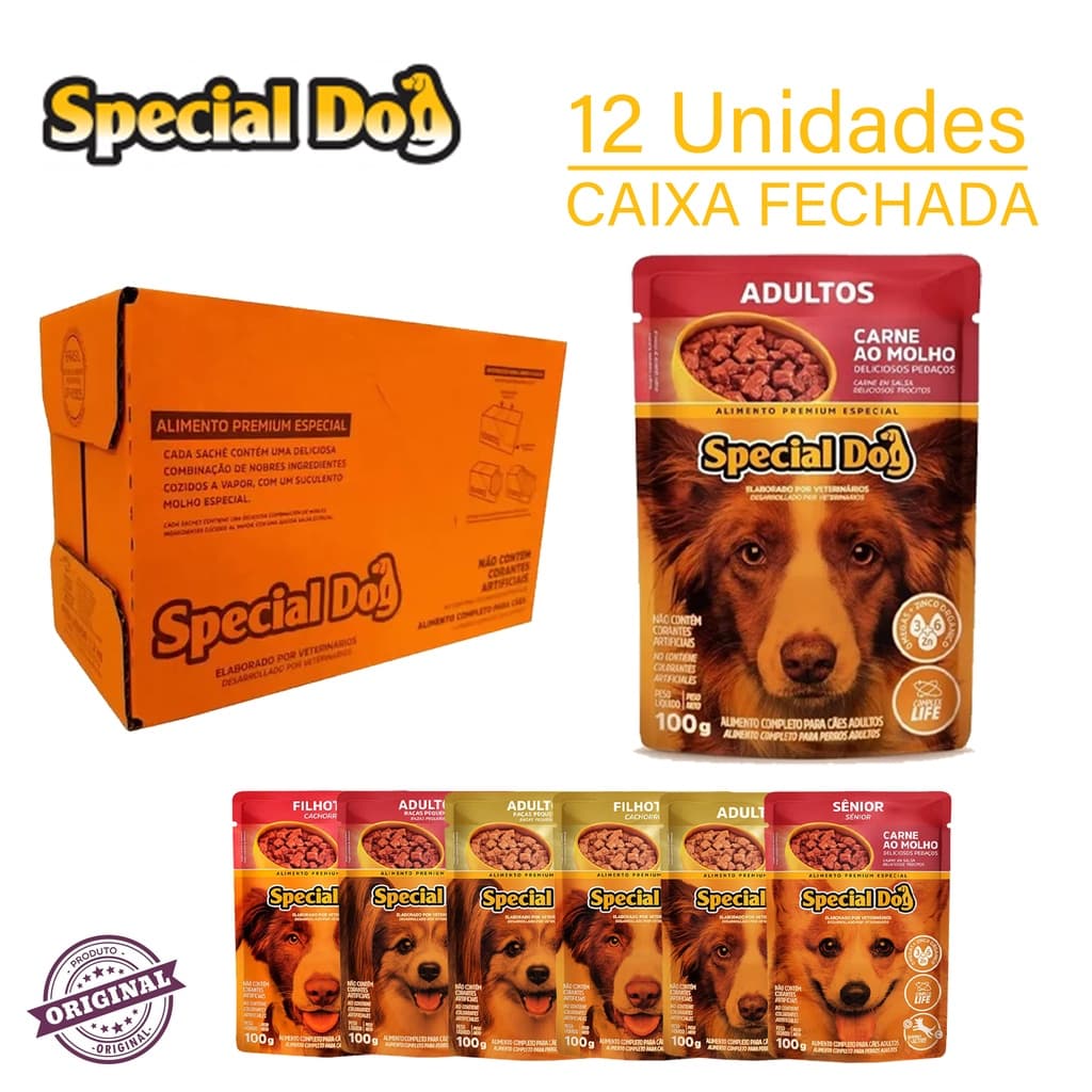 12 unidades Ração úmida Sache Premium Special Dog para cães cachorros original caixa lacrada