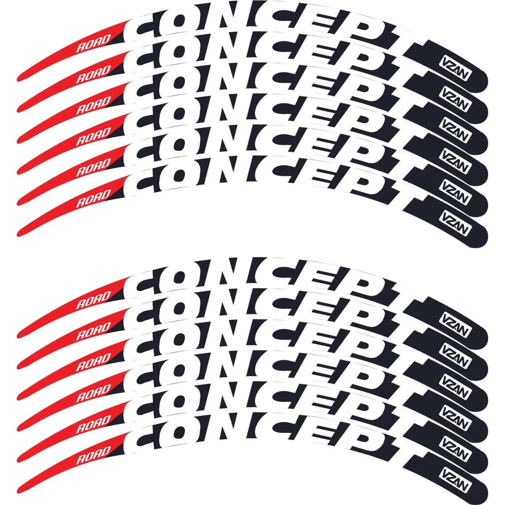12 Adesivo Bicicleta Aro Concept kit 2 roda Vermelho e Preto
