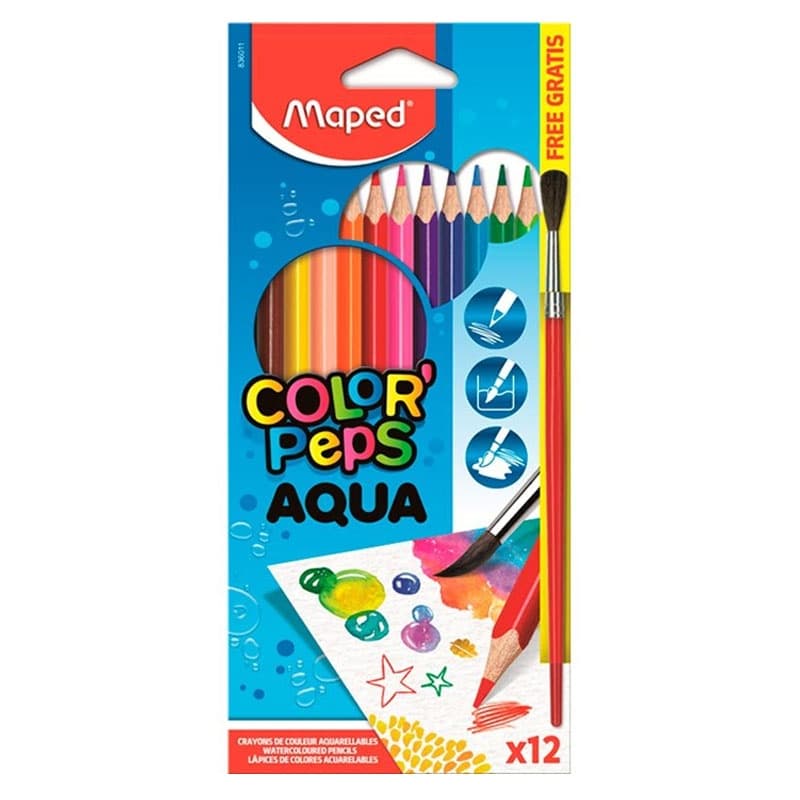 Lápis de cor Color''Peps Aquarelável 12 cores 836011 Maped