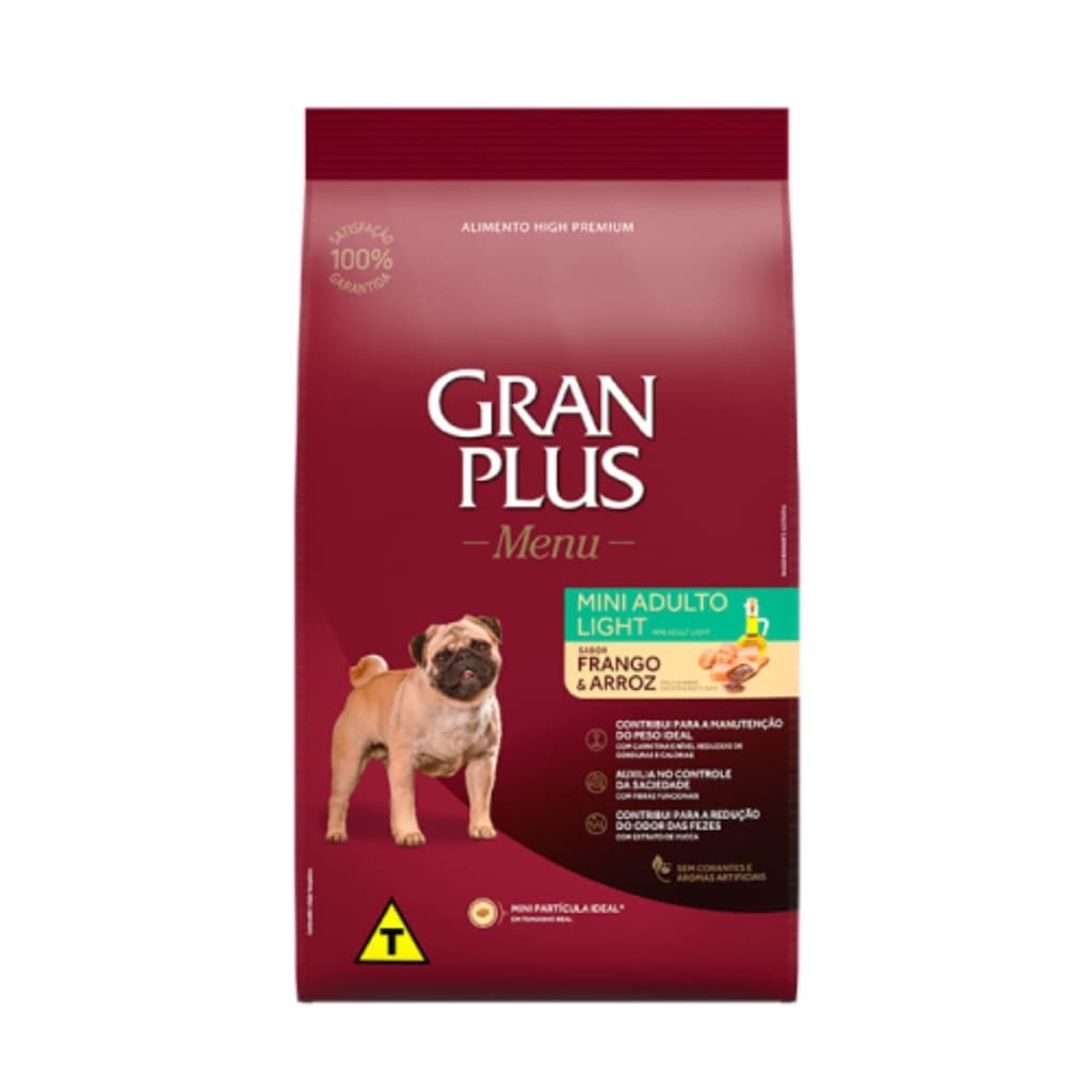 Ração Para Cachorros 3KG GranPlus Menu Cães Adultos Mini Light Frango e Arroz