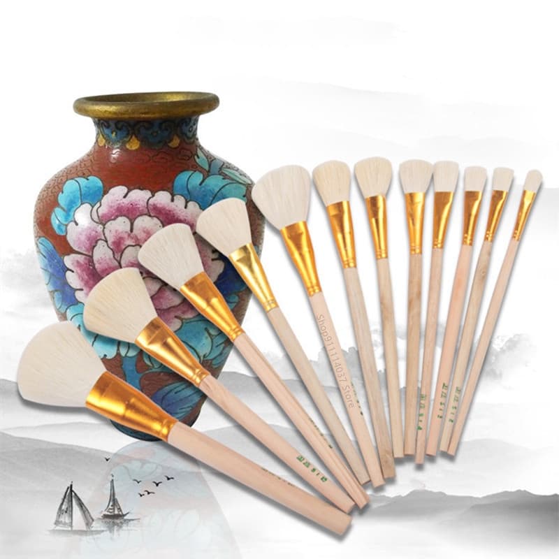 Conjunto 12 Peças Pincel Lã De Cerâmica Para Pintura Glaze/Aquarela Acrílica Artesanato Bricolage Suprimentos De Arte