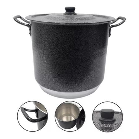 Panela Caldeirão Industrial Grande Para Feijoada N30  Preto