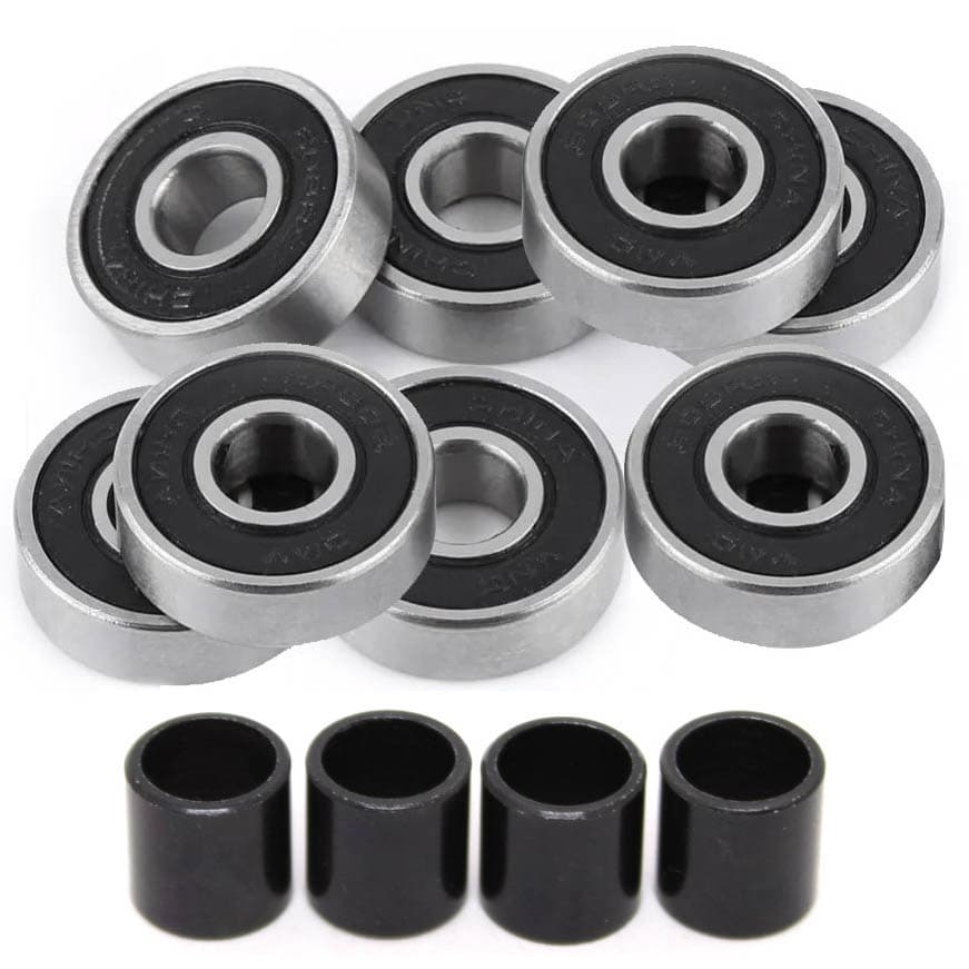 8 Rolamentos Abec 1 Com 4 Espaçadores Para Skate e Longboard