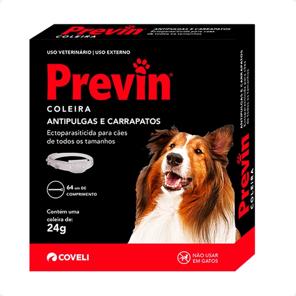 Previn Coleira Antipulgas e Carrapatos Coveli para Cães - 24 g
