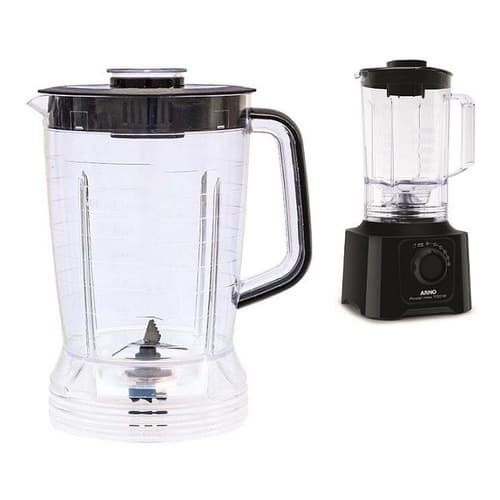 Copo Para Liquidificador Arno Power Max 600W/ 700W / 1000W Cristal Preto Resistente Com Tampa E Faca