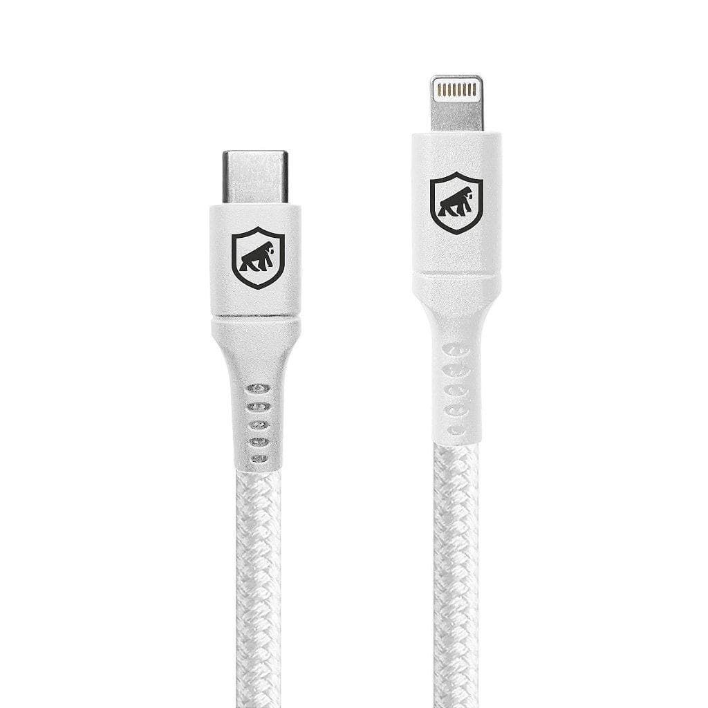 Cabo em Nylon Survivor para iPhone Lightning/Tipo C - 1,5m - Branco -Gshield