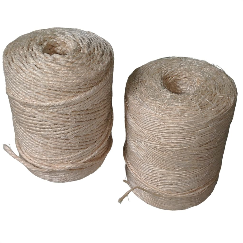 KIT BARBANTE SISAL LASIS  2MM E 3MM 250M CADA ARTESANATO ARRANHADORES DECORAÇÃO RUSTICA JUTA
