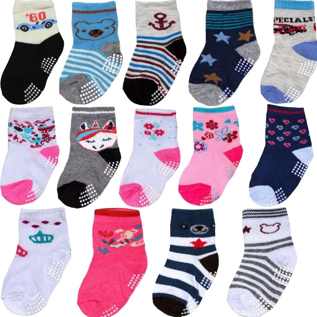 Kit 9 Pares Meia Infantil Bebe Antiderrapante Menino/ Menina