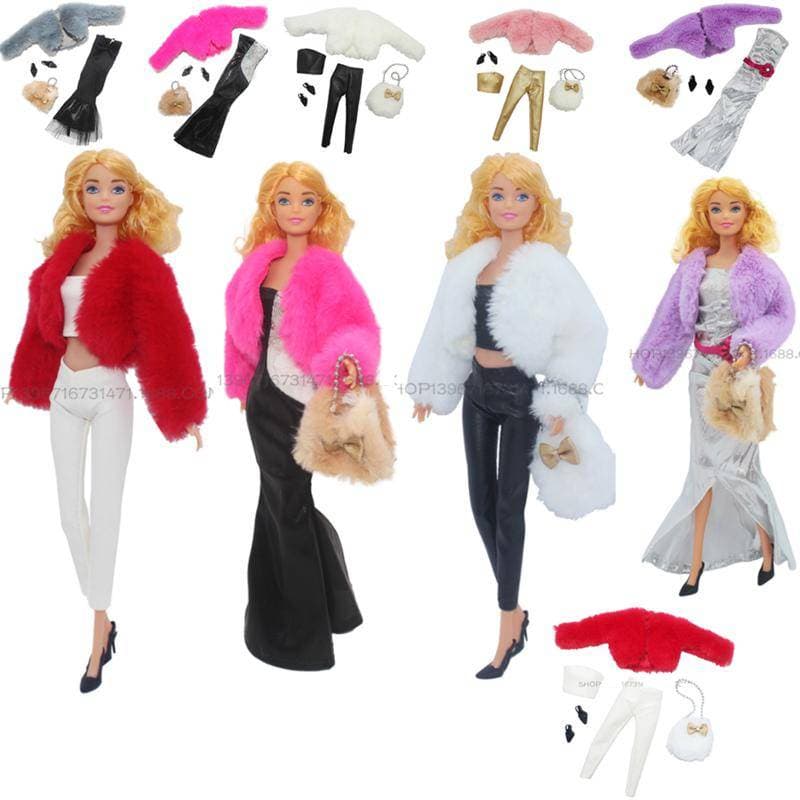 Roupas de boneca de 30 cm suéter curto estilo celebridade feminina conjunto de 4 peças