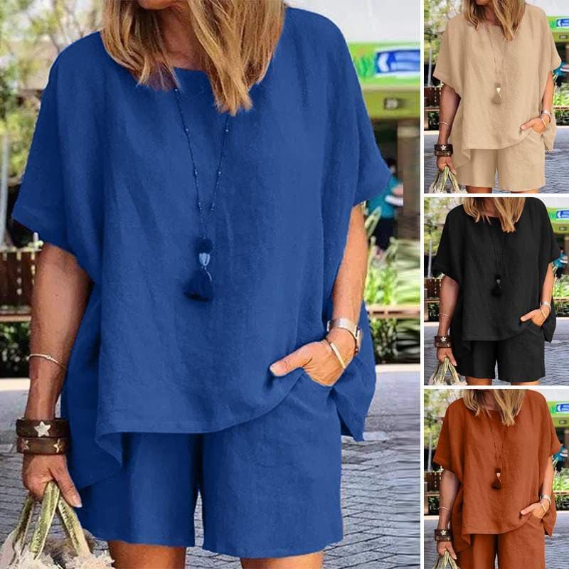 AliExpress Amazon transfronteiriça primavera e verão de 2022 novo conjunto de temperamento elegante, shorts de manga curta de duas peças