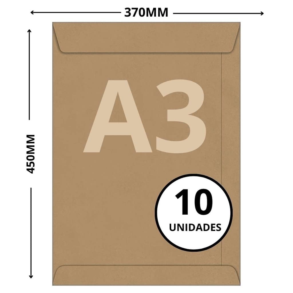 Envelope Grande A3 Pardo Kraft 10uni 80g 370x450 Foroni