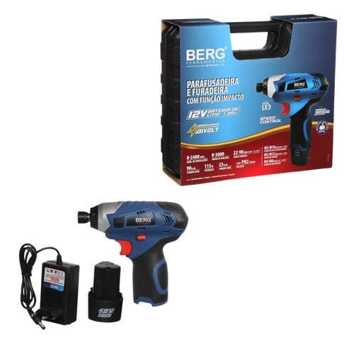Parafusadeira Chave Impacto 12v Sem Fio Bateria 1/4 Pol