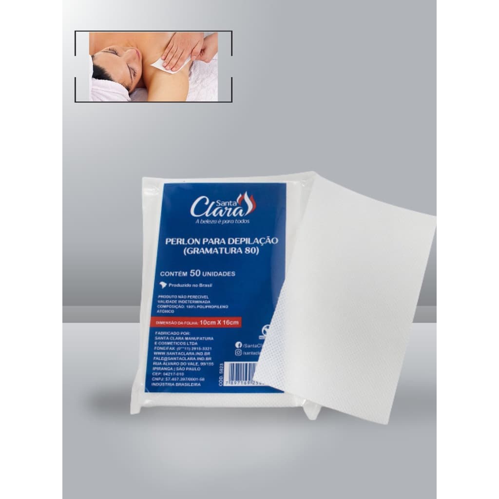 Papel Perlon Lenço Para Depilação Com 50 Unidades - Santa Clara