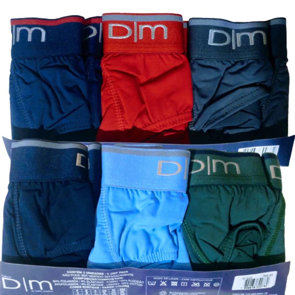 Kit com 6 Cueca Slip Dom Marco Microfibra com elástico personalizado