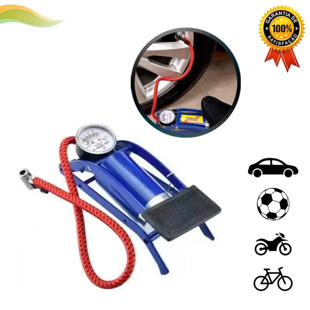 Bomba De Ar Portátil De Pé Com Pedal De Encher Pneu Bike E Bola Com Manômetro Ciclismo Profissional