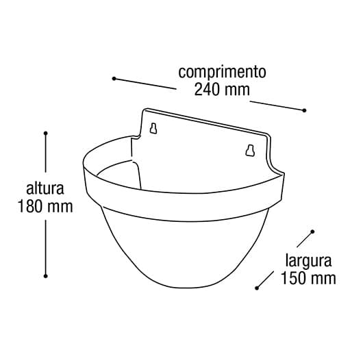 Vaso de Parede Meia Lua Rattan Terracota 3 Litros Marrom 25819PM Arqplast