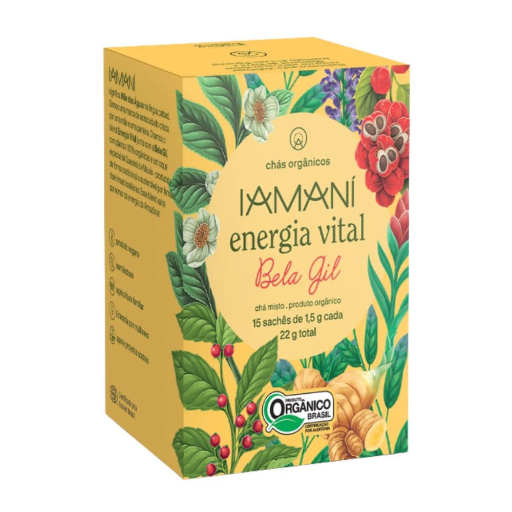 Chá Orgânico Energia Vital Iamni Bela Gil Mate  Gengibre Sálvia Guaraná de Maués Chá Verde