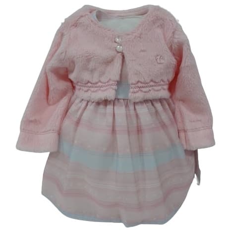Kit Vestido Estampado + Bolero Bebê Menina Paraiso Rf 14682