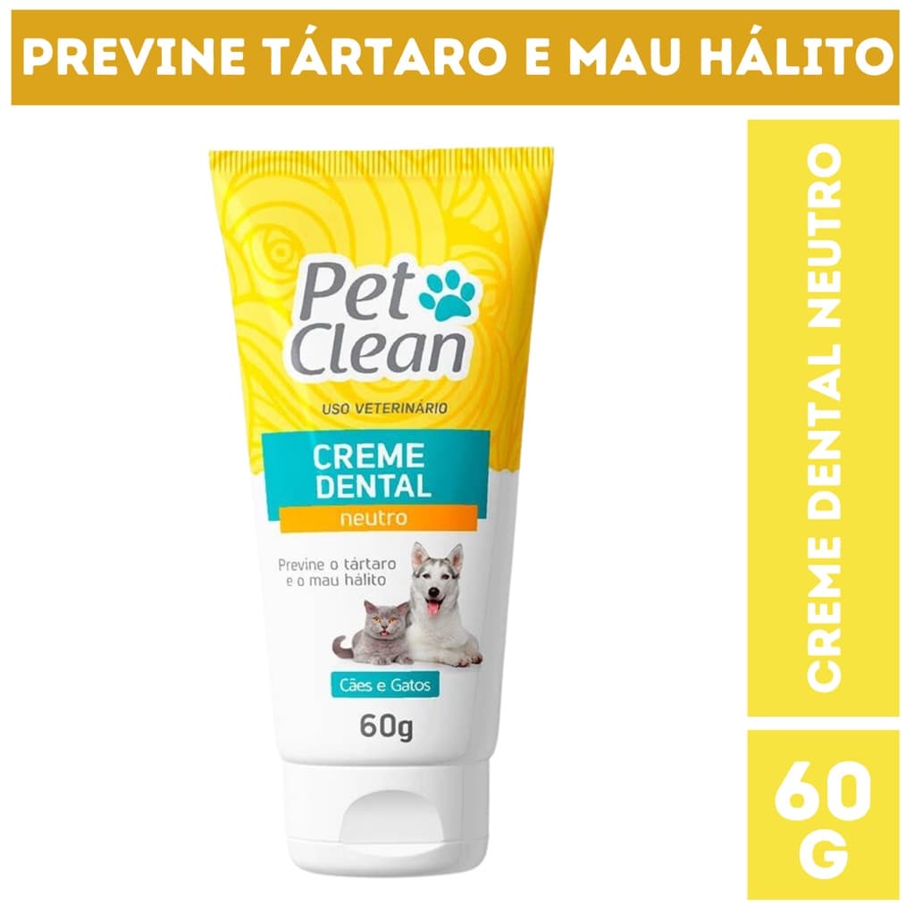 Creme Dental Neutro Pet Clean 60g para Cães e Gatos