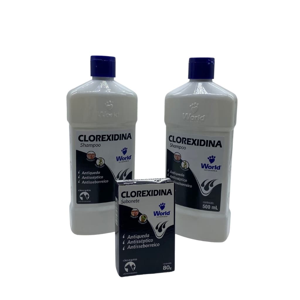 KIT 2 SHAMPOO + 1 SABONETE CLOREXIDINA ANTI SEBORREIA