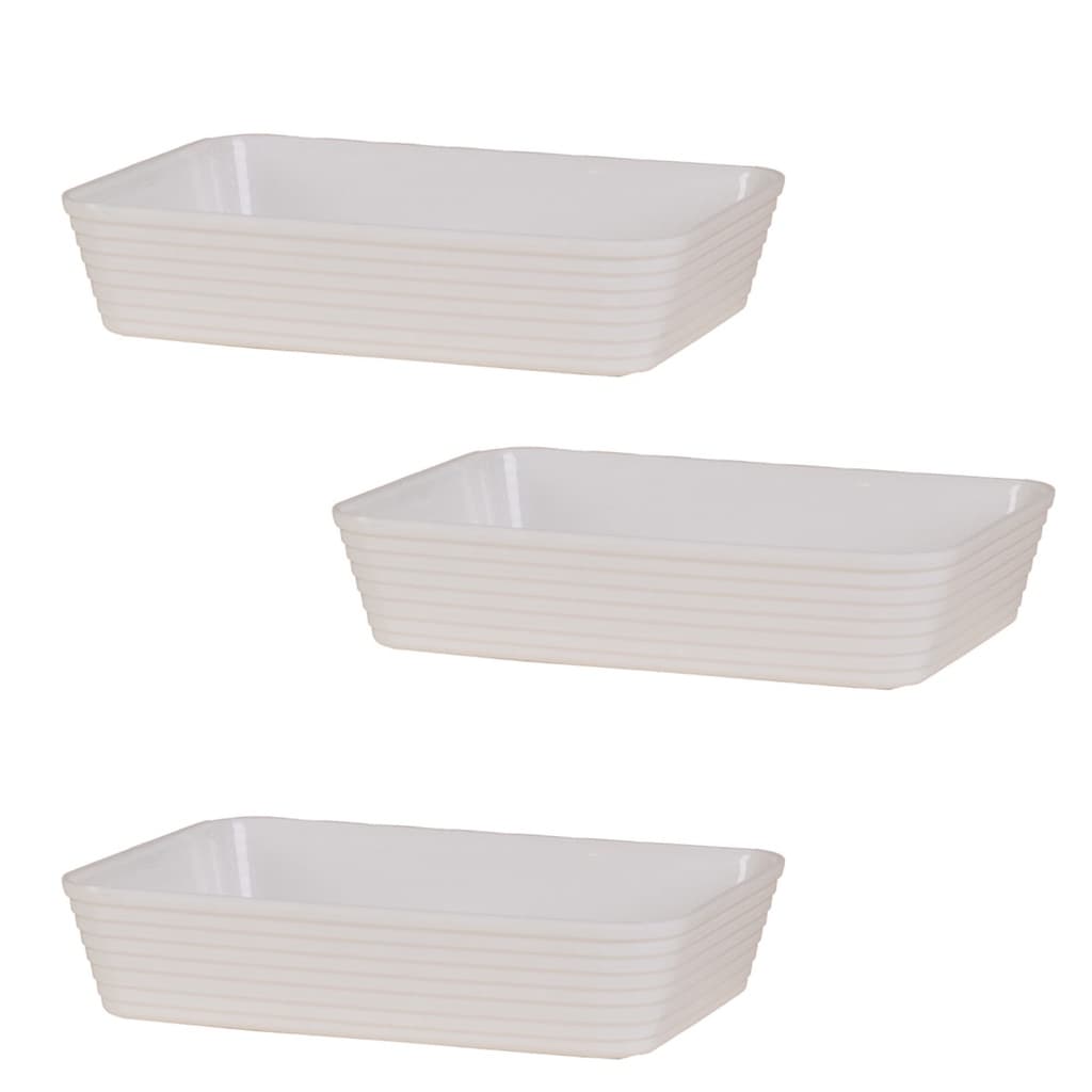 Kit 3 Travessa  Com Friso LE CHEF Branca 33x23x6Cm 1824 PARAMOUNT